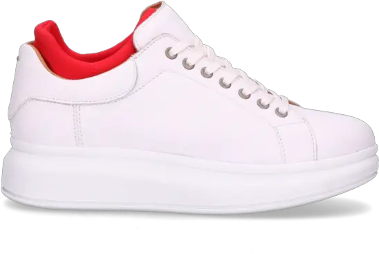 White Lace Up Sneaker Smooth Leather With Neoprene Sock Red Plimsoll Png White Lace Png