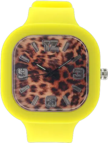 Face Yellow Band Analog Watch Png Cheetah Print Png