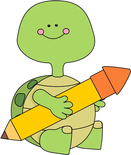 Png Cute Kids Writing Clipart Turtle Holding Pencil Writing Clipart Png