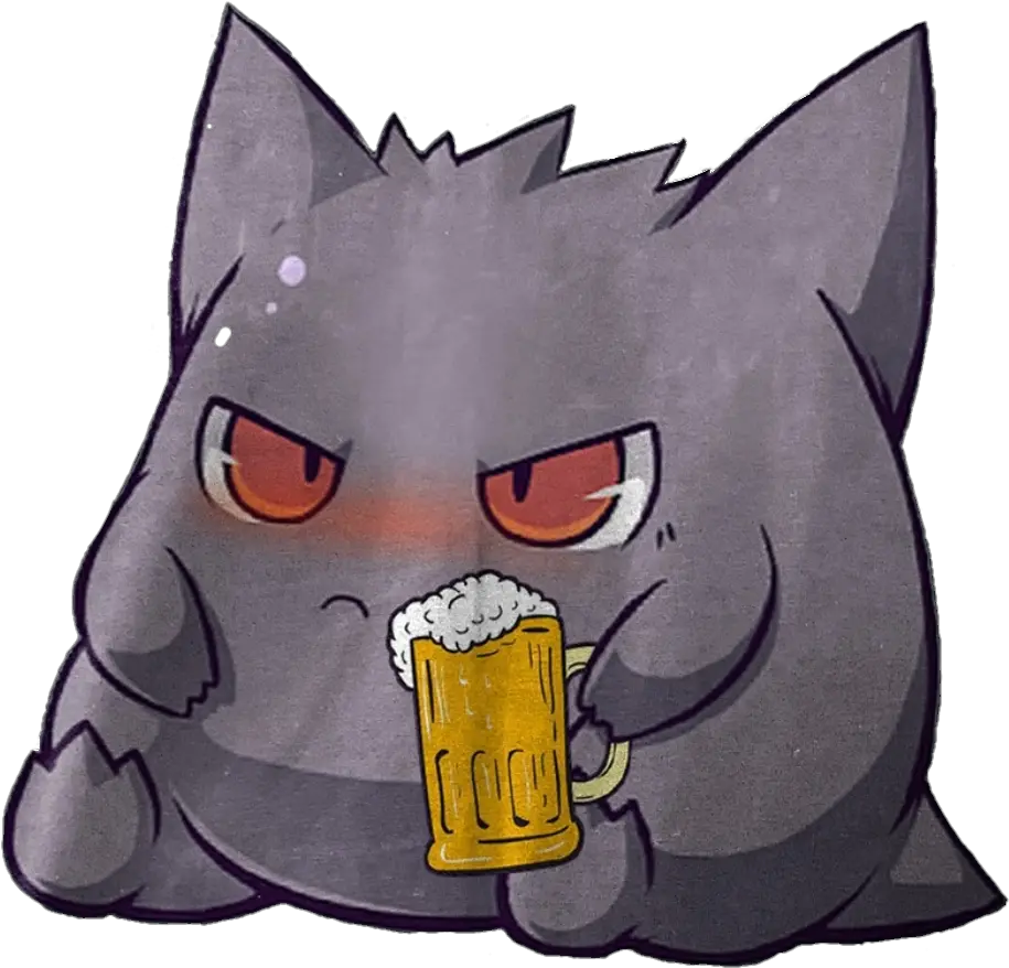 Grumpy Gengar With Beer Album On Imgur Cute Gengar Png Gengar Transparent