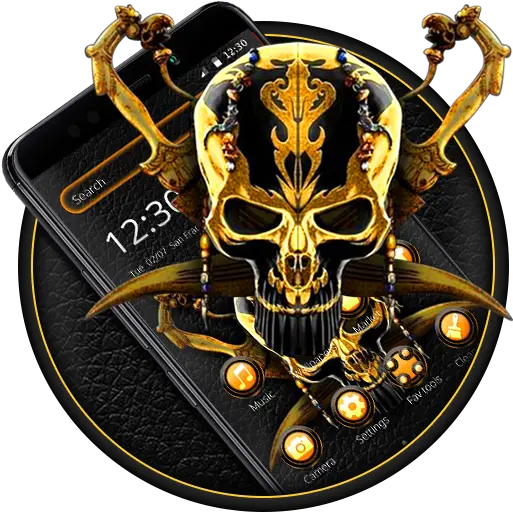 About Gold Black Skull Theme Google Play Version Apptopia Golden Pirate Skull Png Gold Camera Icon