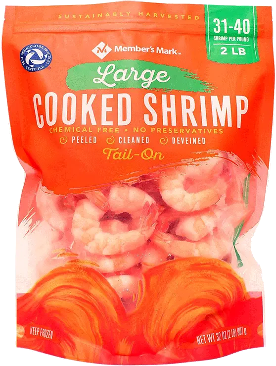 Memberu0027s Mark Cooked Large Shrimp 31 40 Pieces Per Pound 2 Lb Bag U2022 Thirstyrun Scampi Png Shrimp Png