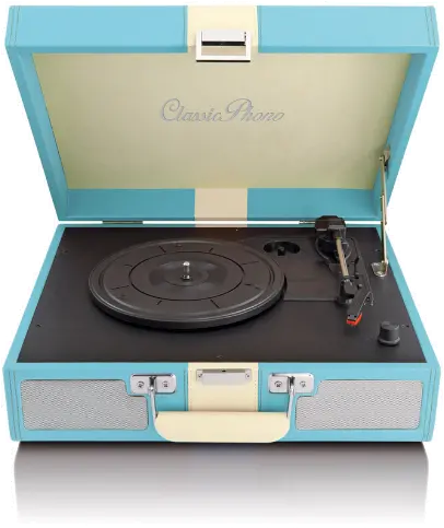 Classic Phono Tt 33 Turntable In Suitcase Builtin Speakers M Blue Png Record Player Png