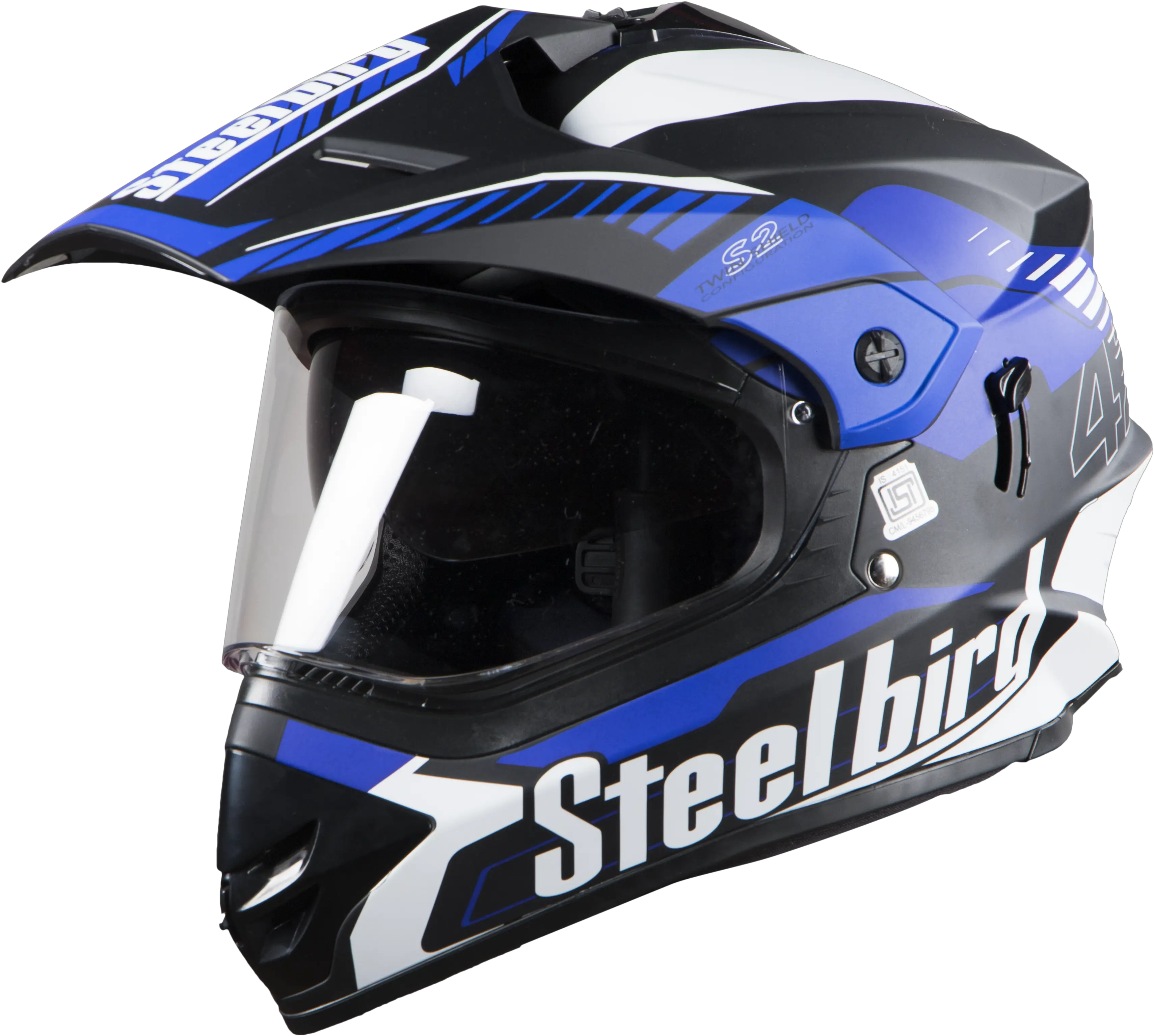 Sb 42 Airborne Glossy Black With Blue Pcap Steelbird Off Road Helmets Png Helmet Png