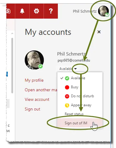 Sign In And Out Of Skype Im Outlook Dot Png Out Of Office Icon