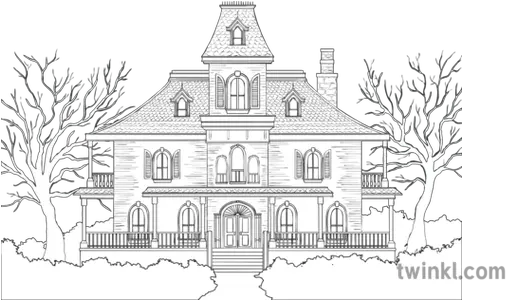 Haunted House Without Sky Spooky Building Scary Ghost Sketch Png Spooky Ghost Png