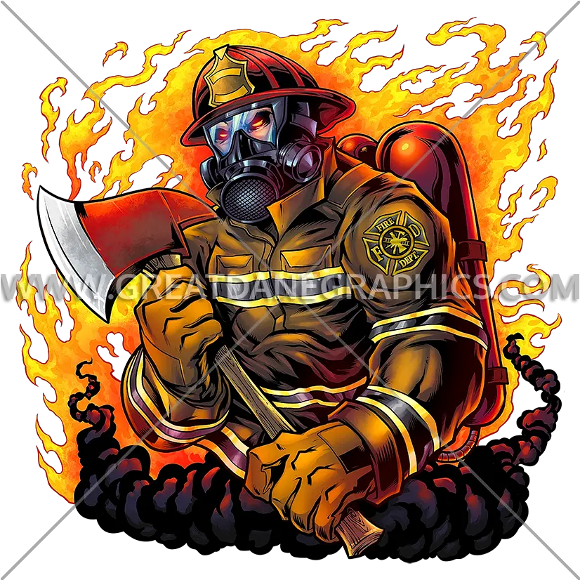 Firefighter Holding Axe Production Ready Artwork For T Firefighter Design Png Axe Transparent Background