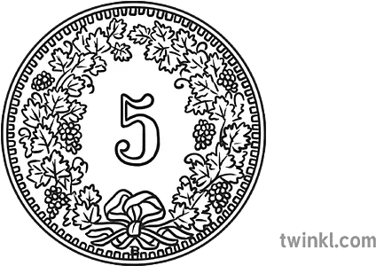 5 Swiss Francs Coin Centimes Tails Black And White Rgb Language Png Tails Life Icon