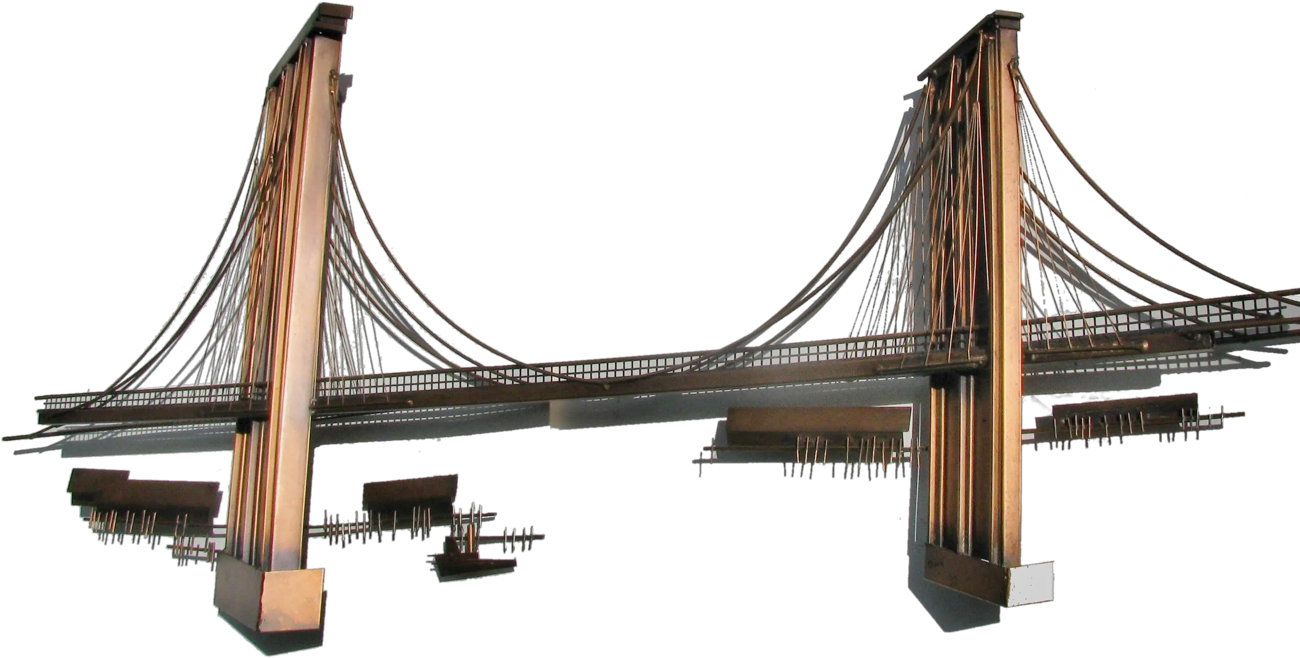 1970u0027s Vintage Curtis Jere Brooklyn Bridge Metal Art Sculpture Suspension Bridge Png Brooklyn Bridge Png