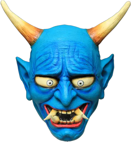 Oni Demon Horror Mask Halloween Blue Japanese Demon Mask Png Oni Mask Png
