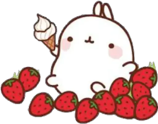 Sticker Maker Molang U0026 Piupiu Strawberry U0026 Others Home Screen Cute Kawaii Png Transparent Strawberry