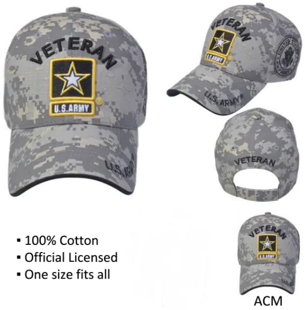 United States Army Veteran Hat With Star Logo A04arv01acmbk Baseball Cap Png Army Star Png