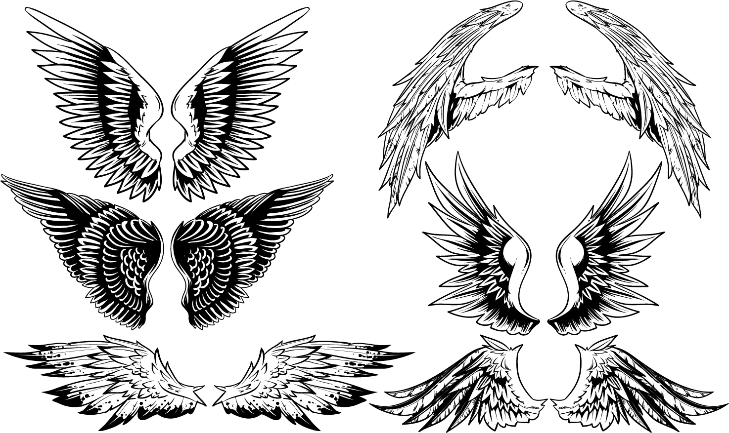 Vintage Wings Vector Set Png