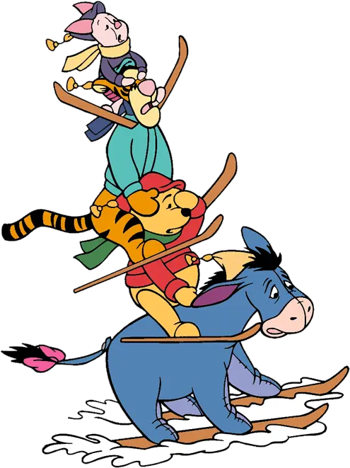 Pooh Piglet Tigger Rabbit Eeyore Free Image Eeyore Skiing Png Eeyore Transparent