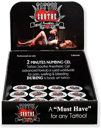 Tattoo Soothe Gel Display U2014 Topical Anesthetic 12 Jars Flyer Png Teardrop Tattoo Png