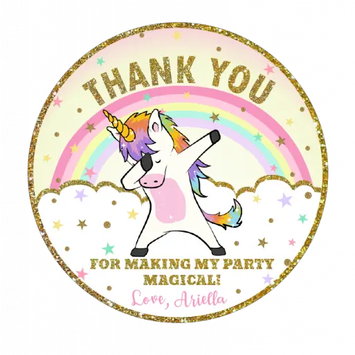 Unicorn Birthday Thank You Favor Tags Dabbing Party Circle Png Dabbing Unicorn Png