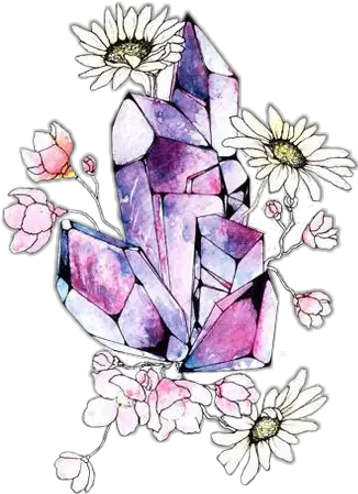 Download Report Abuse Crystal And Flower Tattoo Full Flowers Crystal Watercolor Art Png Flower Tattoo Png