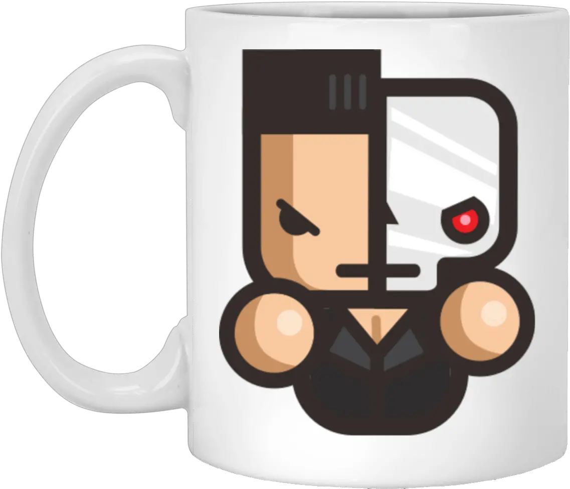 Download Hd Terminator Half Face White Mug Png Terminator Face Png