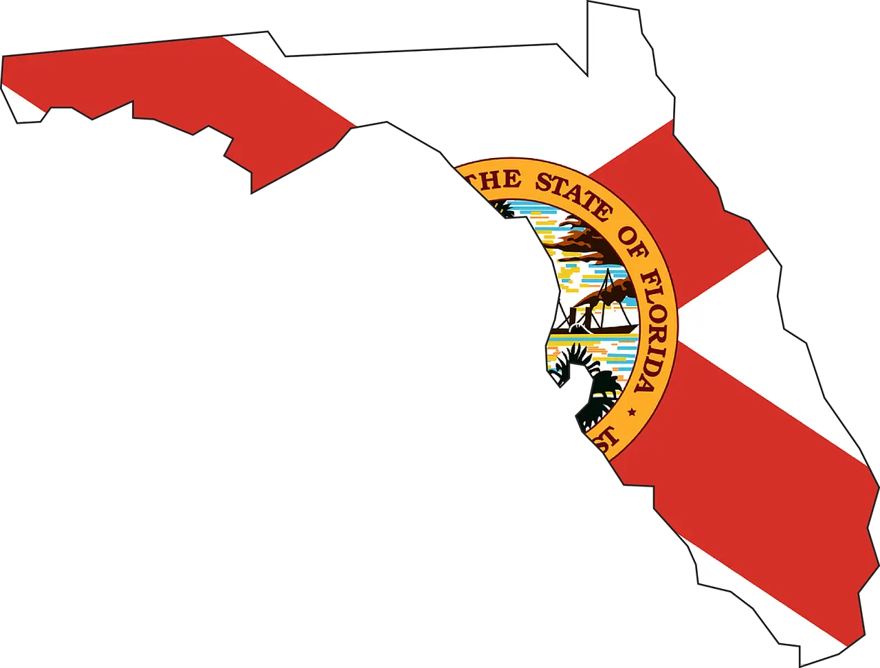 Florida Flag Map Florida State Outline With Flag Png Florida Map Png