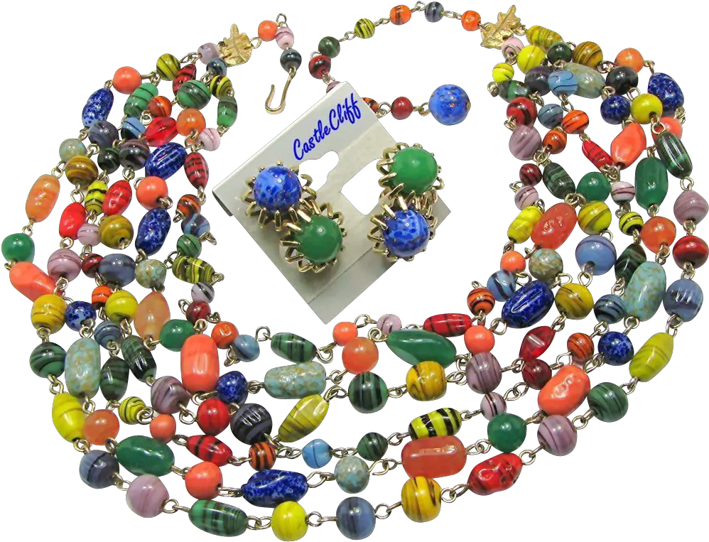 Castlecliffu0027s Awesome Mardi Gras All Glass Set Vintage Bead Png Mardi Gras Beads Png
