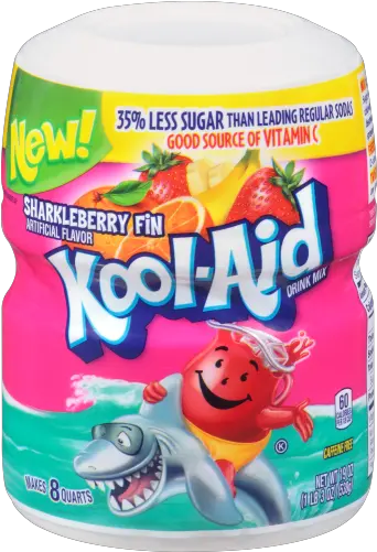 Kool Aid Sharkleberry Fin Drink Mix Canister 19oz Kool Aid Sharkleberry Fin Flavor Png Kool Aid Icon