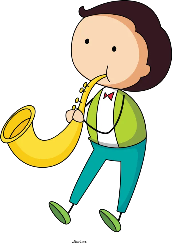 People Saxophone Cartoon Animation For Kid Kid Clipart Homem Tocando Trompete Desenho Simples Png Saxophone Clipart Png