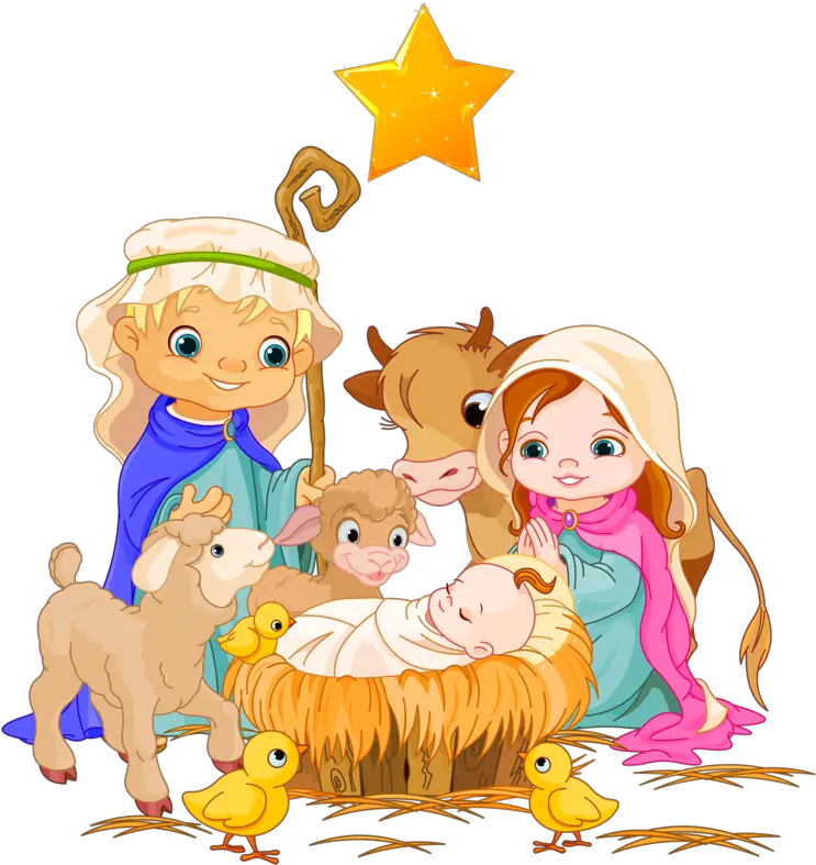 Manger Clipart Vintage T 1368822 Png Cute Joseph Mary And Baby Jesus Nativity Scene Png