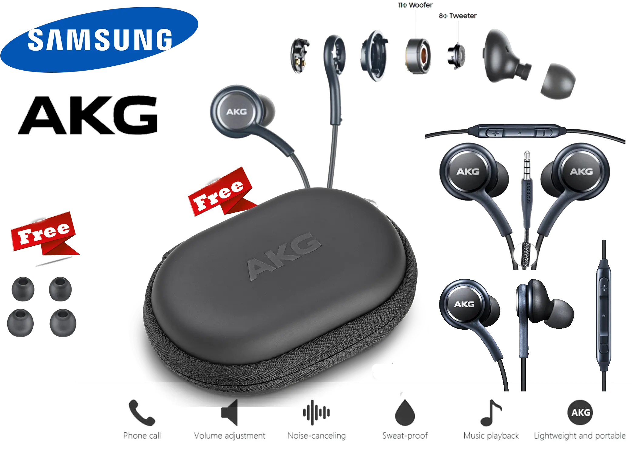Akg Stereo Headphones Handsfree Earphone In Ear Earbud With Pouch Samsung Earphone With Pouch Png Samsung Galaxy S5 Microphone Icon Missing