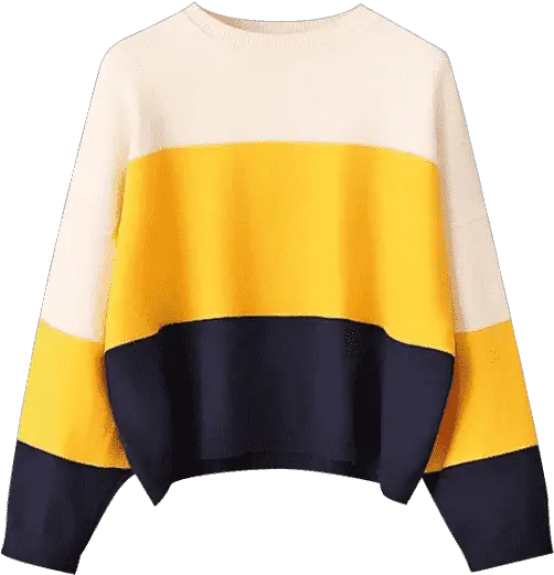 Zaful Crew Neck Color Block Cropped Sweater Png Sweater Png