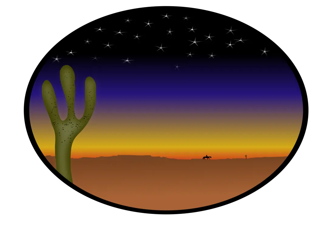 Cactus Country Cowboy Free Vector Graphic On Pixabay Desert Sunset Clip Art Png Cactus Clipart Png