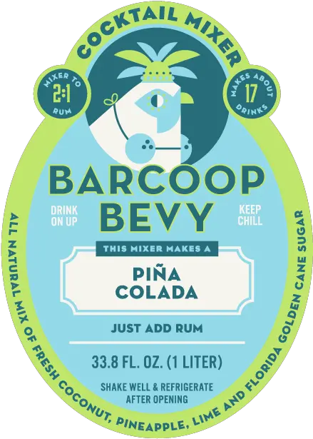 Colada Mix Barcoop Bevy Cocktail Mixers Label Png Pina Colada Png