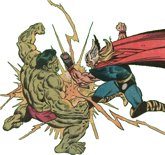 Thor Vs Hulk Dreager1com Thor Vs Hulk Classic Comic Png Lol Santa Baron Icon