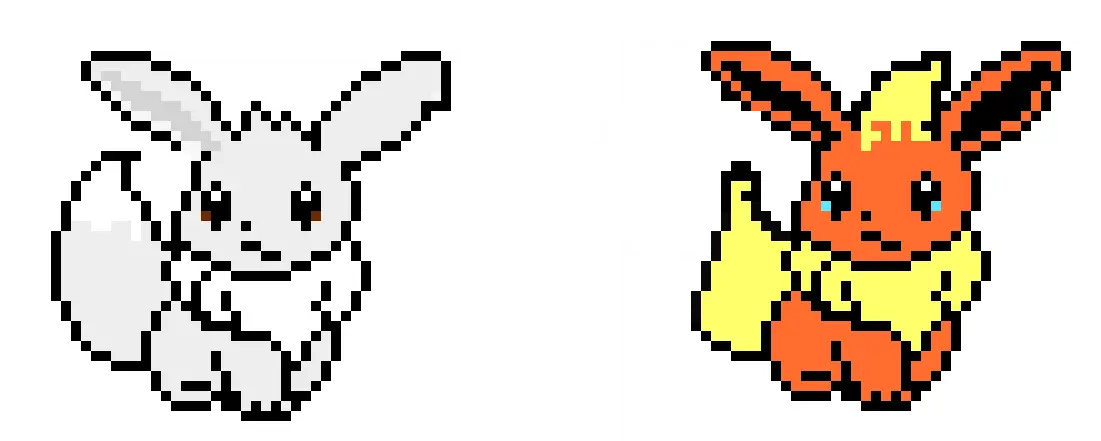 Shiny Eevee And Flareon Pixel Art Maker Eevee Png Flareon Png