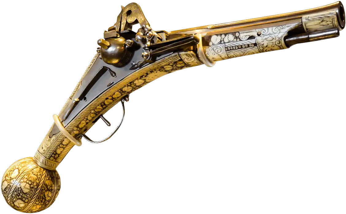 Pistol Ornate Wood And Tusk Transparent Png Stickpng Guns In The Middle Ages Pistol Transparent Background