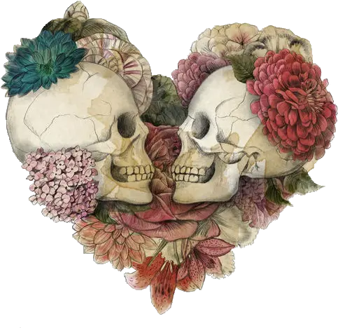 Art Dark Flower Skull Transparent Trans Parent U2022 Two Skulls In A Heart Png Transparent Skulls