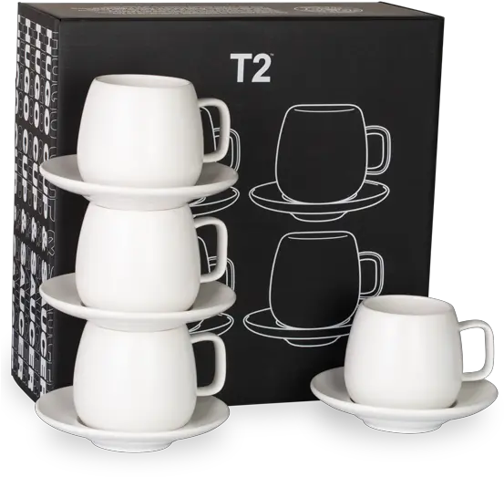 T2 Teaset Hugo White Cup And Saucer 4 Pack T2 Tea Png Tea Set Png