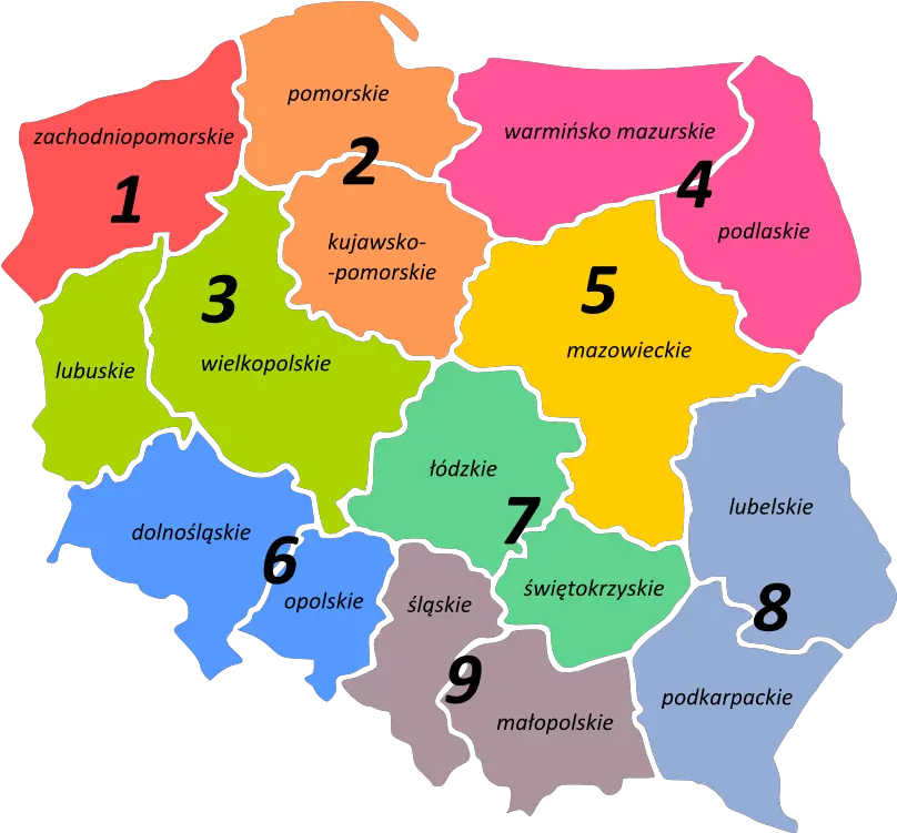 Polish Ham Radio Regions Mapa Polski Png Ham Png
