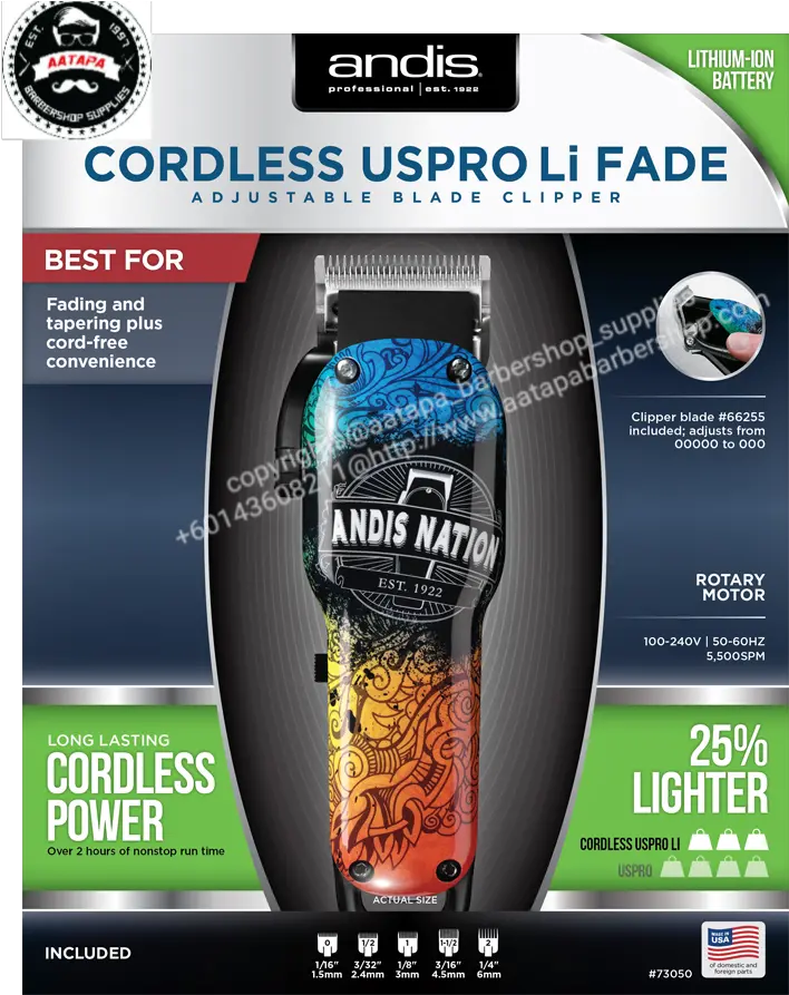 Andis Nation Cordless Uspro Li Fade Adjustable Blade Clipper 73050 Andis Cordless Envy Li Png Clipper Png