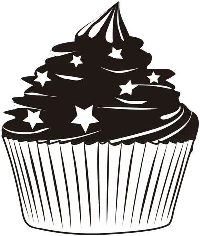 Cupcake Illustration With Stars Transparent Png U0026 Svg Transparent Cake Silhouette Stars Transparent