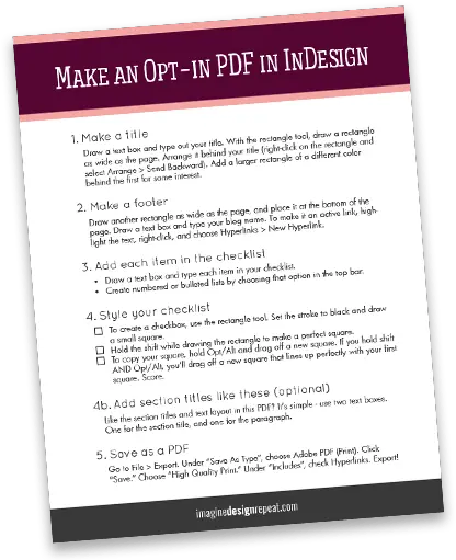 Make An Easy Opt In Checklist In Indesign From Imagine Make Checklist Indesign Png Indesign Icon Library