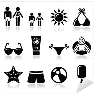 Sticker Summer Beach Holidays Vector Icons Set Pixersus Cun Block Cliparte Black And White Png Ing Icon
