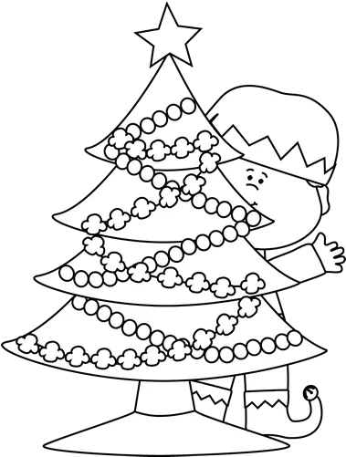 Black And White Elf Behind A Christmas Tree Clip Art Black Decorate Christmas Tree Clipart Black And White Png Tree Clipart Black And White Png