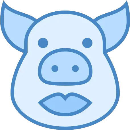 Pig With Lipstick Icon In Blue Ui Style Porco Azul Png Pig Icon