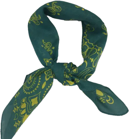 Gugu International Green Bandana With Gold Pattern Png Scarf Transparent Background