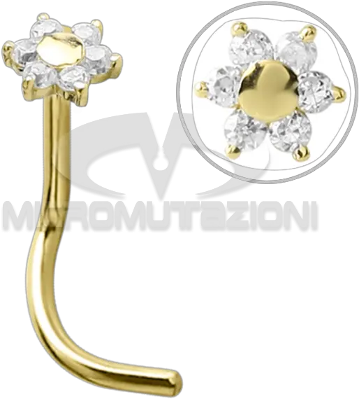 18k Gold Flower Nose Stud With Cubic Zirconia Nose Earrings Png Nose Piercing Png