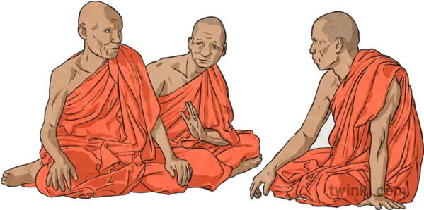 Buddhist Monks Discussing Illustration Monk Png Monk Png