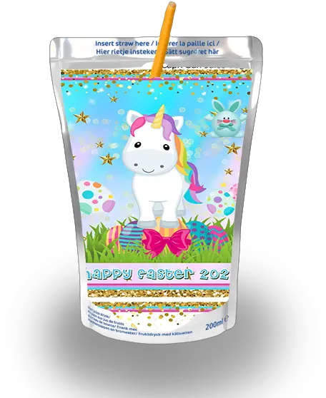 Editable Unicorn Easter Chip Bag Juice Pouch Label Unicorn Png Capri Sun Png