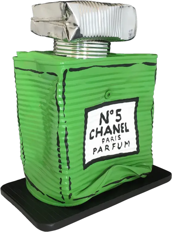 Chanel N5 Mini Green By Norman Gekko 2020 Sculpture Acrylic Aluminium Singulart Cylinder Png Chanel No 5 Logo