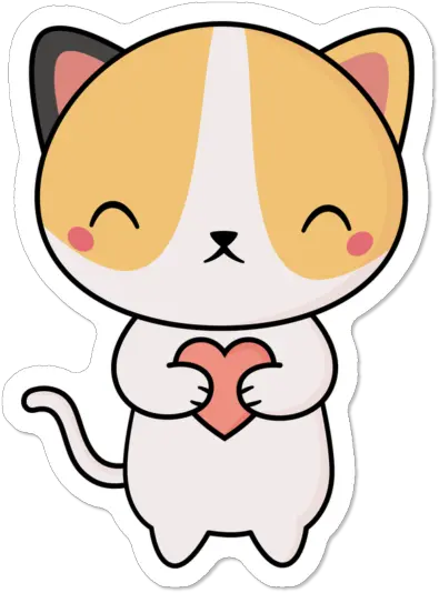 Download Kawaii Cute Cat With A Heart Cuteness Full Size Cat With Heart Png Kawaii Heart Png