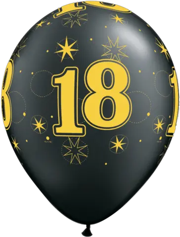 Download 18 Gold Oxy Black Happy Birthday Balloon Png 13th Birthday Balloons Boy Black Balloon Png